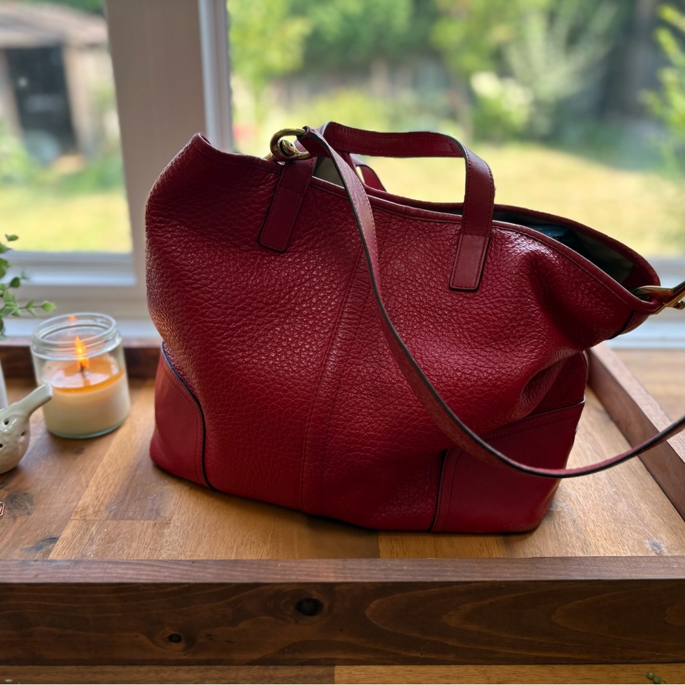 Coach Red Leather Tote Bag